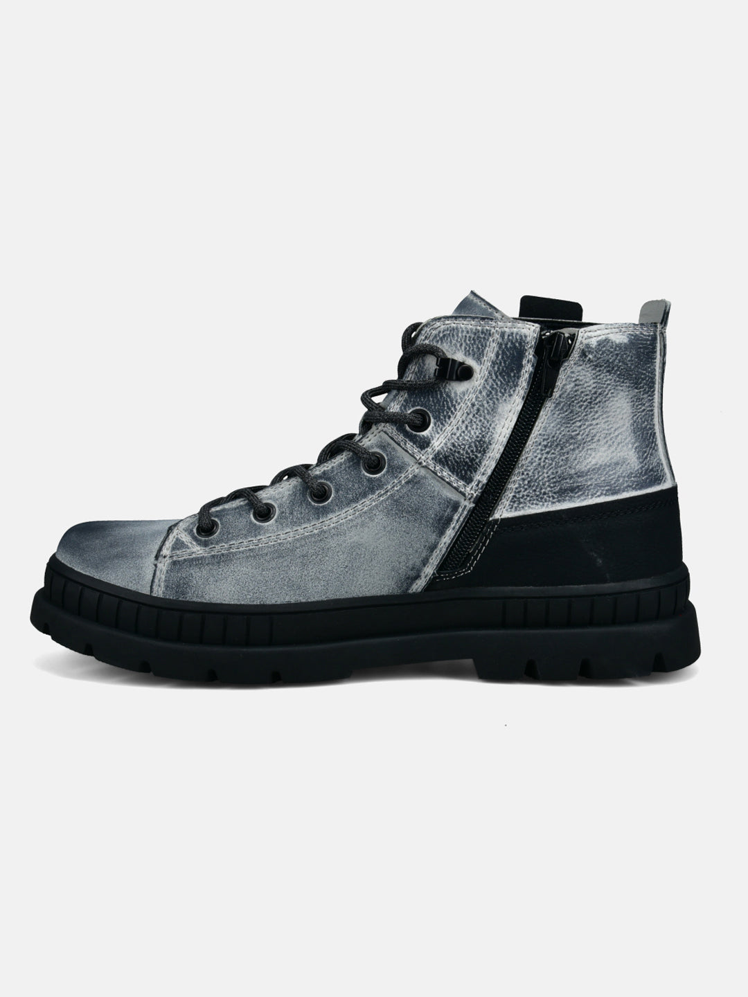 A grey Men's bugatti Casual Boots featuring a round toe plain toe, zero heels heel. Made from synthetic with a durable tpr outsole, this laces design offers both style and comfort.