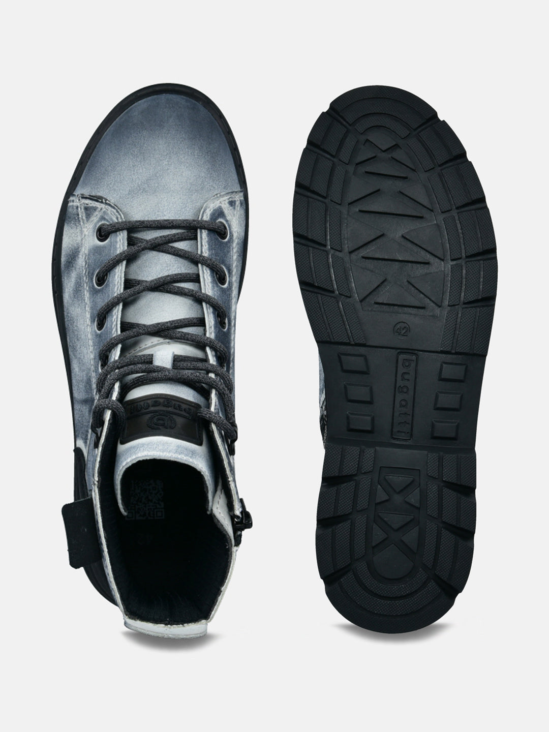 A grey Men's bugatti Casual Boots featuring a round toe plain toe, zero heels heel. Made from synthetic with a durable tpr outsole, this laces design offers both style and comfort.