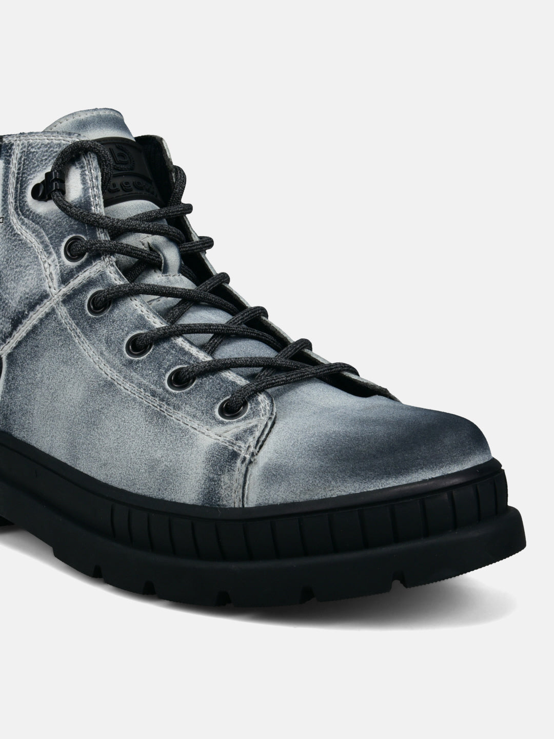 A grey Men's bugatti Casual Boots featuring a round toe plain toe, zero heels heel. Made from synthetic with a durable tpr outsole, this laces design offers both style and comfort.