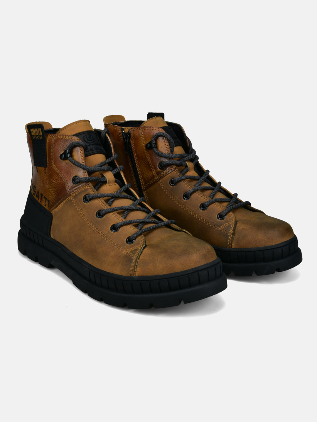 A yellow Men's bugatti Casual Boots featuring a round toe plain toe, zero heels heel. Made from synthetic with a durable tpr outsole, this laces design offers both style and comfort.