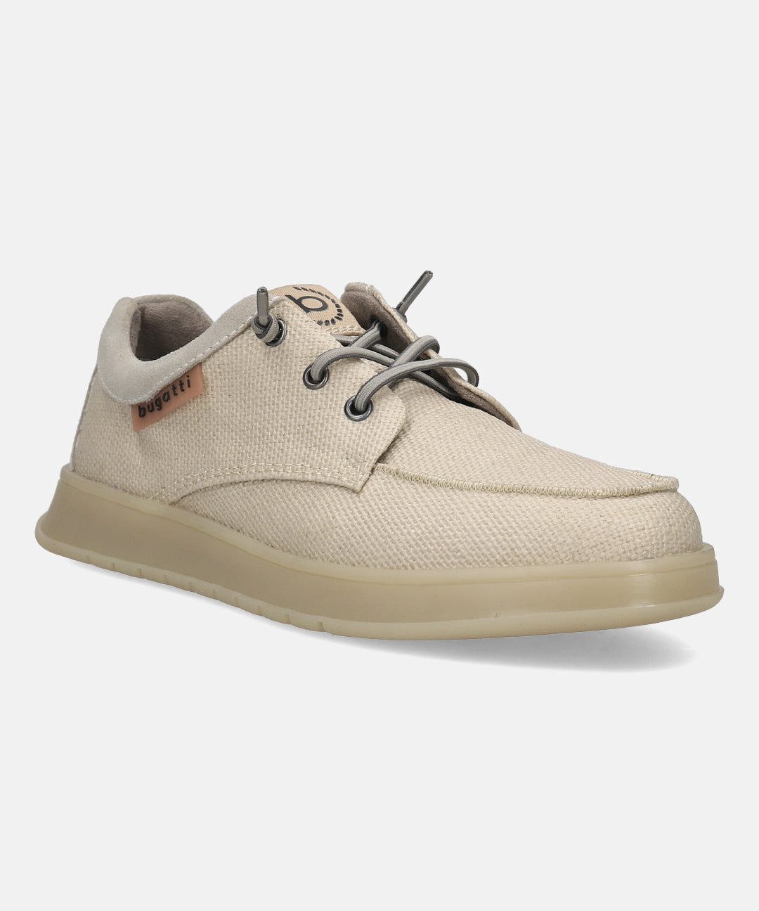 A beige Men's bugatti Sneakers featuring a round plain toe, zero heels heel. Made from textile with a durable tpr outsole, this laces design offers both style and comfort.