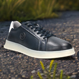 bugatti Fiero Dark Blue Premium Leather Sneakers
