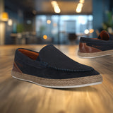 bugatti Spendril Dark Blue Premium Leather Casual Slip-Ons