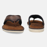 bugatti Cognac Premium Leather Thongs Sandals