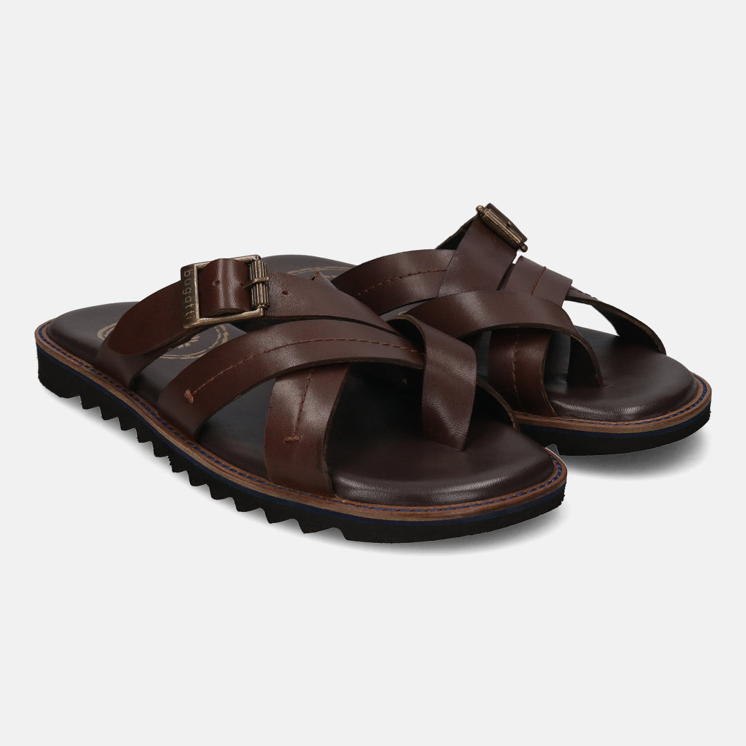 Strap Sandals Leather Slip On Sandals Mens Men Brown Leather Toe