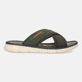 bugatti Dark Green Suede Cross Straps Sandals