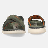 bugatti Dark Green Suede Cross Straps Sandals