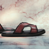 bugatti Dark Red Premium Leather Sandals