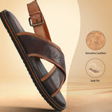 bugatti Dark Brown Premium Leather Sandals