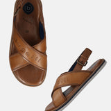 bugatti Cognac Premium Leather Sandals