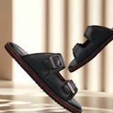 bugatti Black Premium Leather Sandals