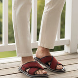 bugatti Cobie red  Premium Leather Comfort Cross Strap Sandals