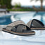 Men's Bugatti cross strap grey leather / textile shoes with a round toe , a eva outsole.