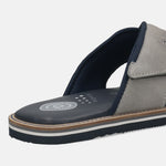 Men's Bugatti cross strap grey leather / textile shoes with a round toe , a eva outsole.