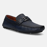 bugatti Dark Blue Premium Leather Slip On