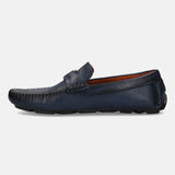 bugatti Dark Blue Premium Leather Slip On