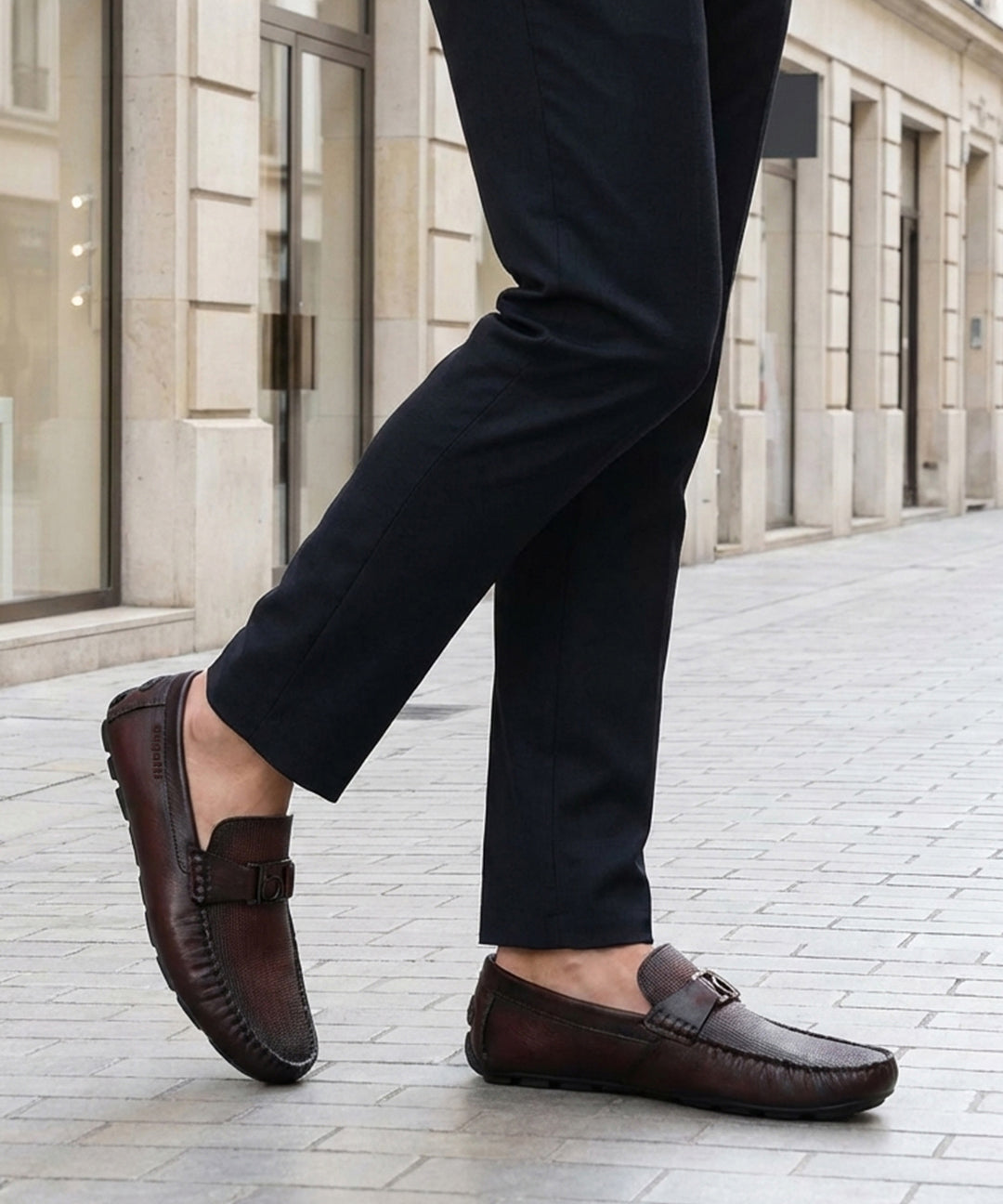 bugatti Olexa Red Premium Leather Comfort Slip-Ons Casual on street 