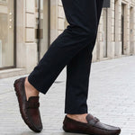 bugatti Olexa Red Premium Leather Comfort Slip-Ons Casual on street 