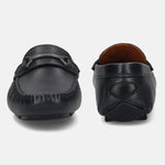 Men's Bugatti drivers blue leather shoes with a round toe and apron toe , a rubber outsole.