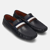 Bugatti Olexa Dark Blue Premium Leather Drivers Slip-On Casual