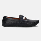 Bugatti Olexa Dark Blue Premium Leather Drivers Slip-On Casual