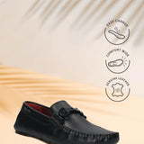 Bugatti Olexa Black Premium Leather Drivers Slip-On Casual