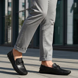 Bugatti Olexa Black Premium Leather Drivers Slip-On Casual