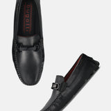 Bugatti Olexa Black Premium Leather Drivers Slip-On Casual