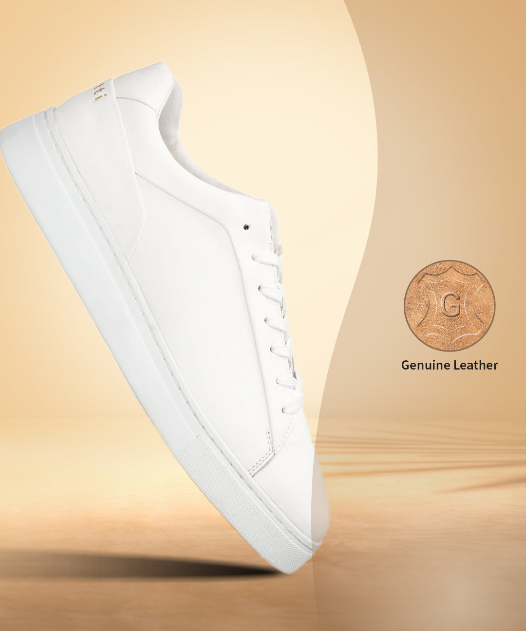 A white Men's bugatti Sneakers featuring a round toe plain toe, zero heels heel. Made from premium genuine leather with a durable tr outsole, this laces design offers both style and comfort.