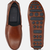 Men's Bugatti drivers cognac leather shoes with a round toe and apron toe , a tpr outsole.