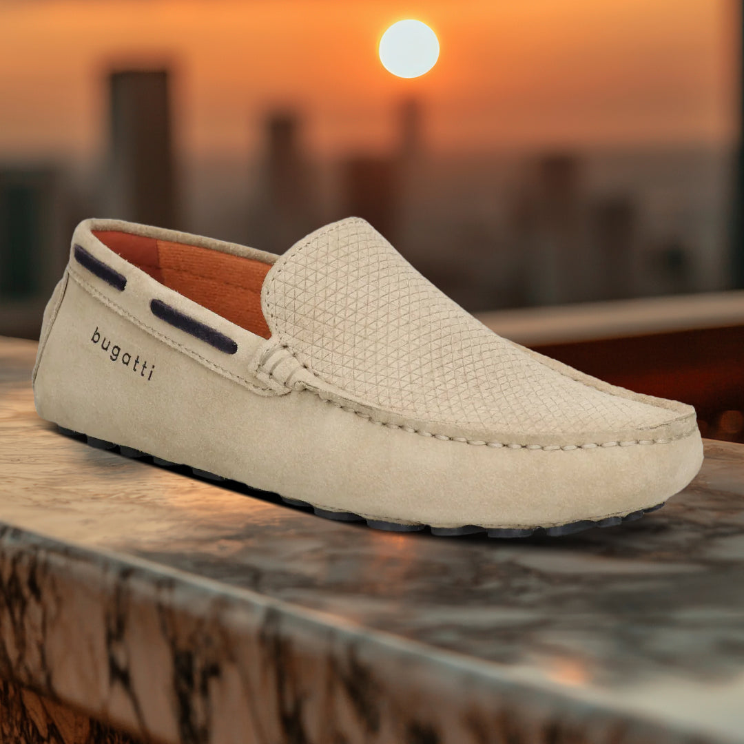bugatti Manfield Sand Premium Leather Comfort Slip-Ons Casual