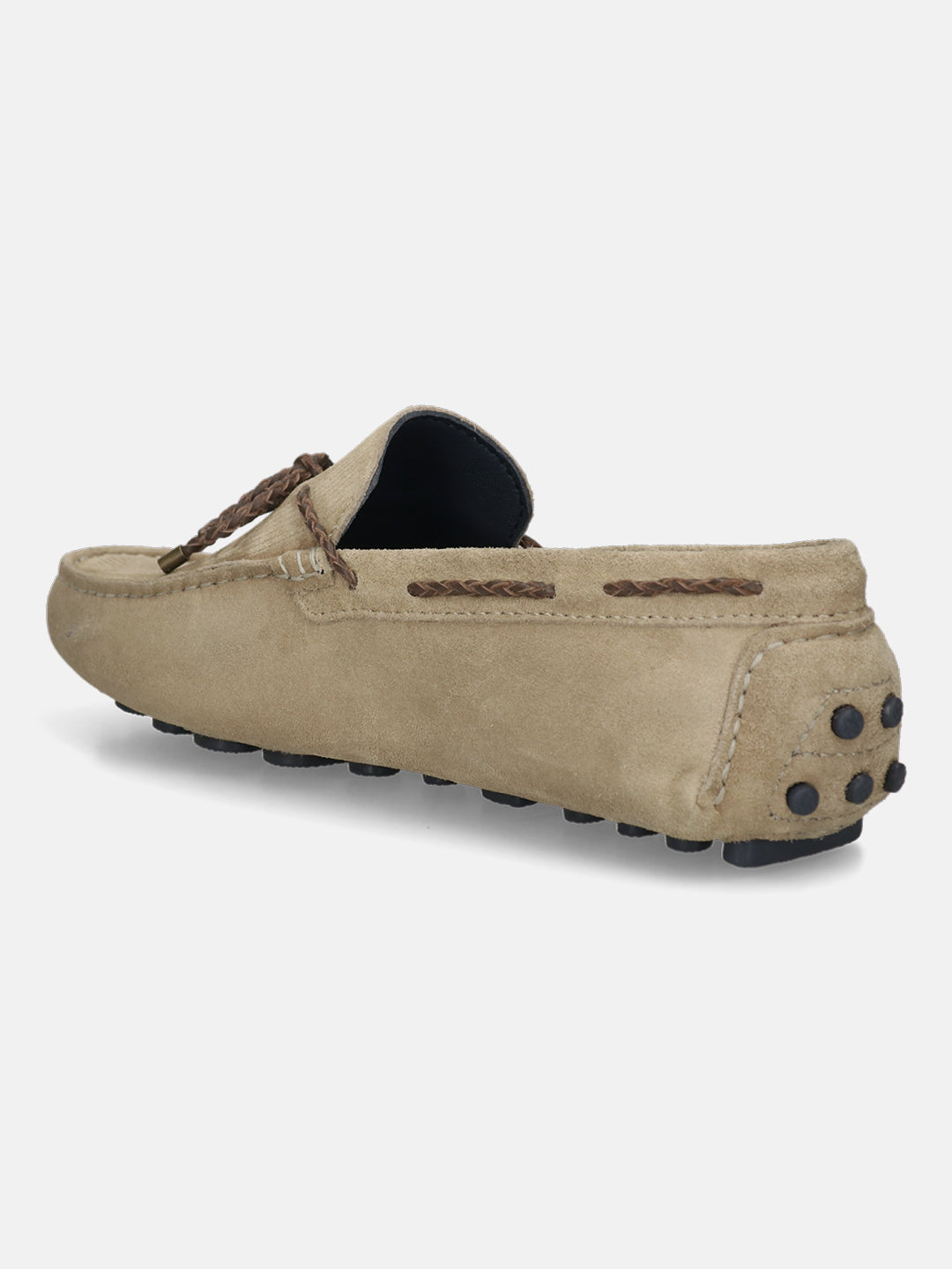 Men's Bugatti drivers beige leather shoes with a round toe and apron toe , a tpr outsole.