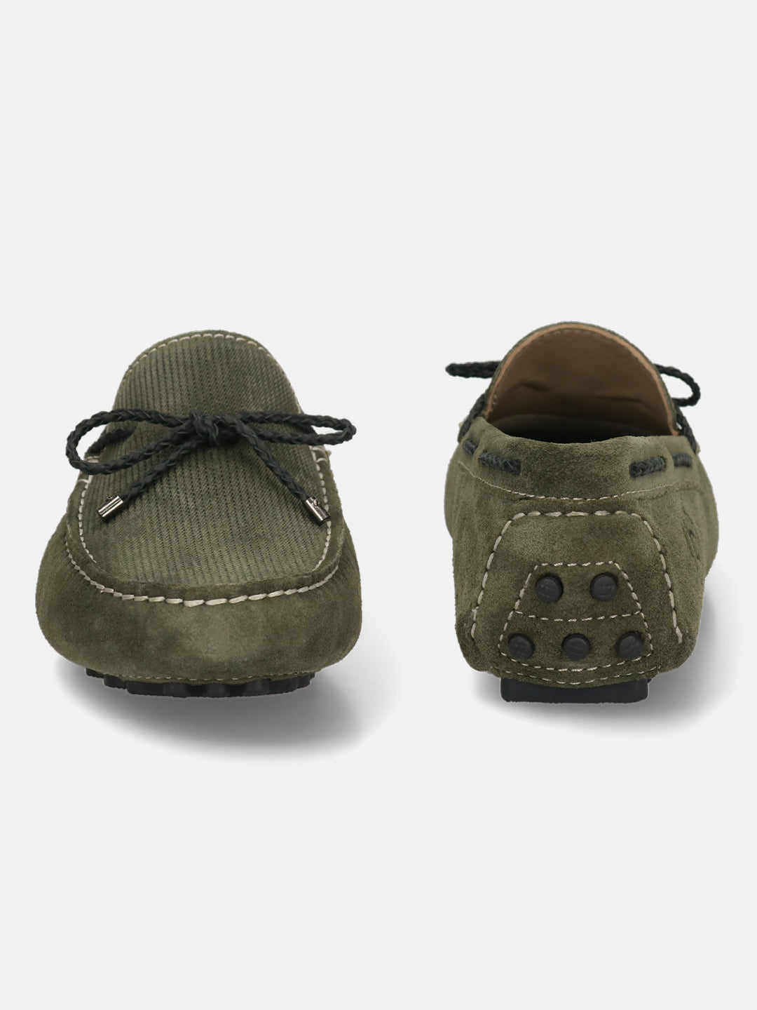 Men's Bugatti drivers green leather shoes with a round toe and apron toe , a tpr outsole.