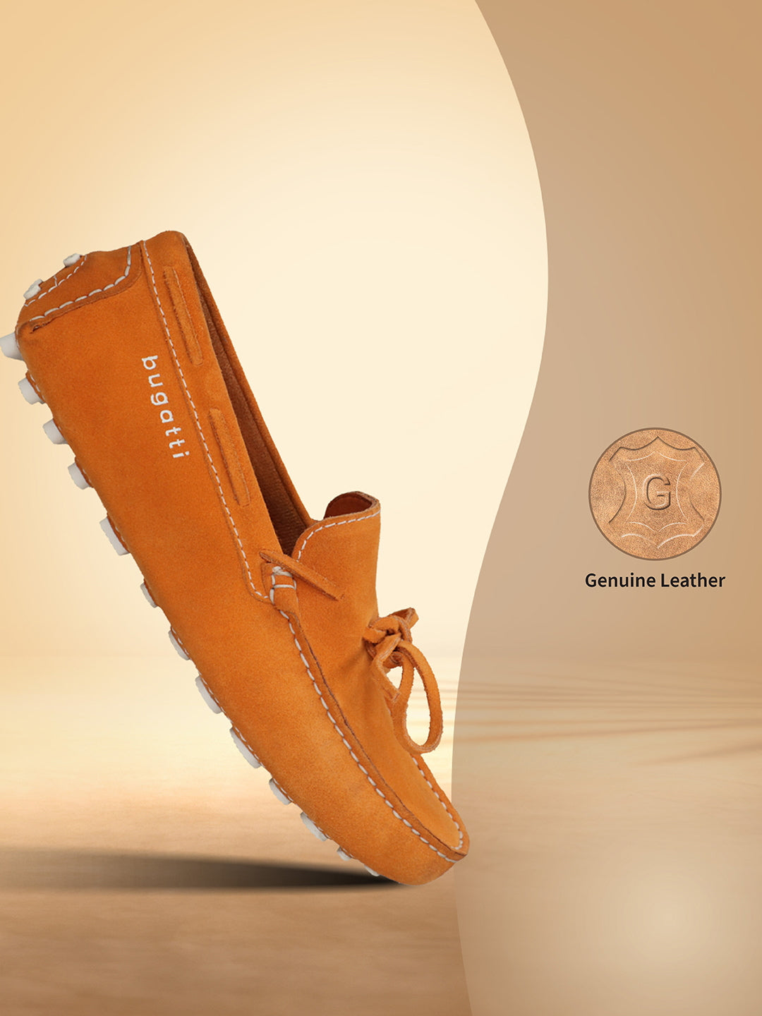 Men's Bugatti drivers red leather shoes with a round toe and apron toe , a tpr outsole.