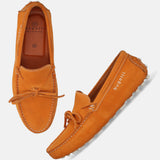 Men's Bugatti drivers red leather shoes with a round toe and apron toe , a tpr outsole.