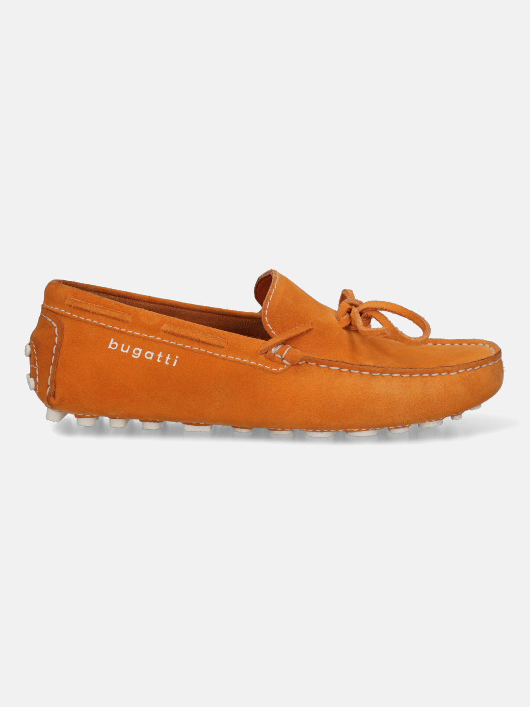 Men's Bugatti drivers red leather shoes with a round toe and apron toe , a tpr outsole.