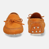 Men's Bugatti drivers red leather shoes with a round toe and apron toe , a tpr outsole.