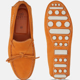 Men's Bugatti drivers red leather shoes with a round toe and apron toe , a tpr outsole.