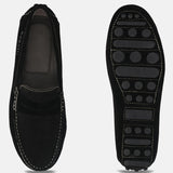 Men's Bugatti drivers black leather shoes with a round toe and apron toe , a tpr outsole.