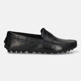 Bugatti Manfield Black Premium Leather Drivers Slip-On Casual