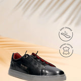 Bugatti Fido Black Premium Leather Comfort Sneakers