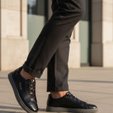 Bugatti Fido Black Premium Leather Comfort Sneakers