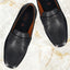 A blue Men's bugatti Drivers featuring a round toe apron toe, zero heels heel. Made from premium genuine leather with a durable rubber outsole, this slip-on design offers both style and comfort.