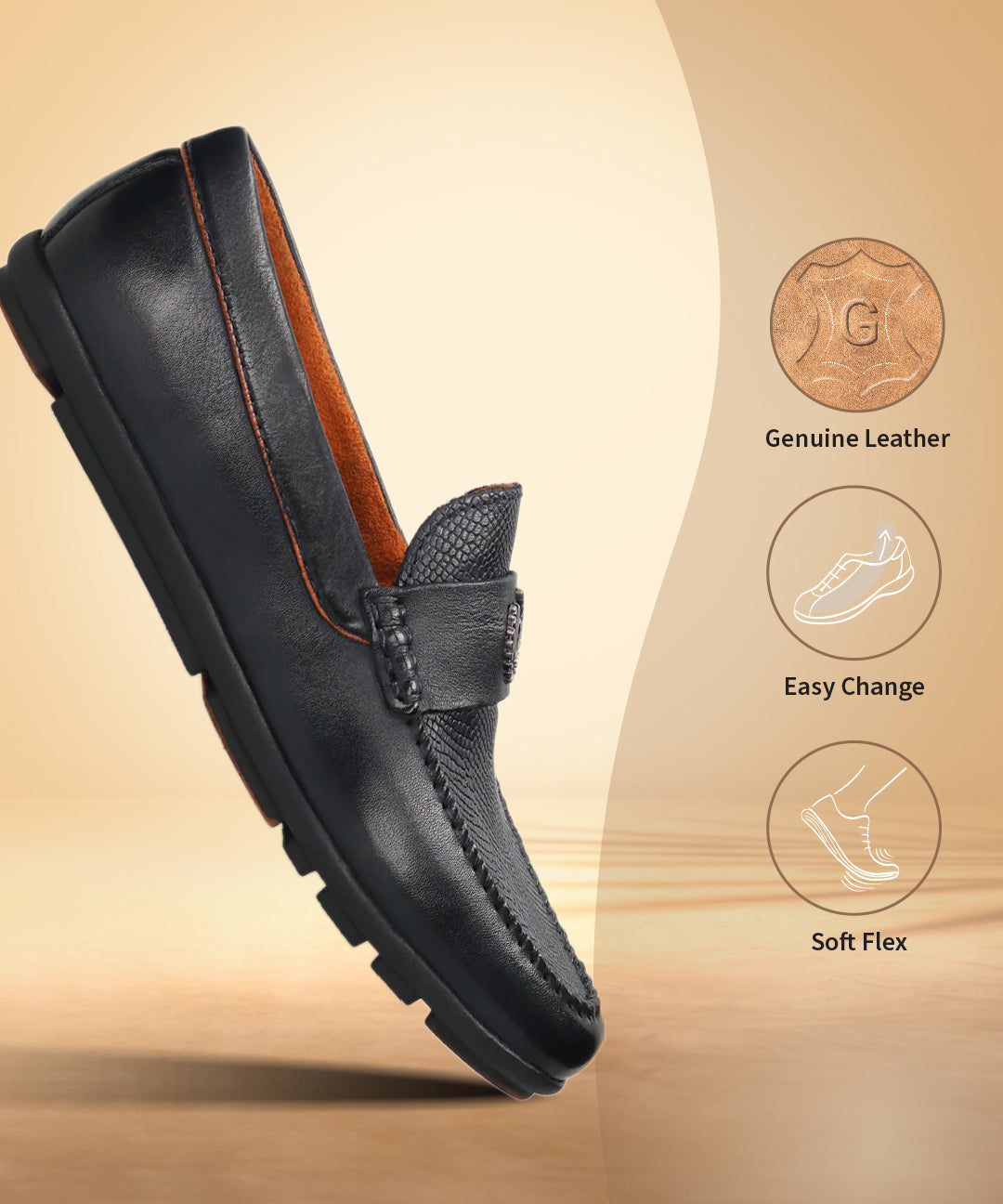 A blue Men's bugatti Drivers featuring a round toe apron toe, zero heels heel. Made from premium genuine leather with a durable rubber outsole, this slip-on design offers both style and comfort.