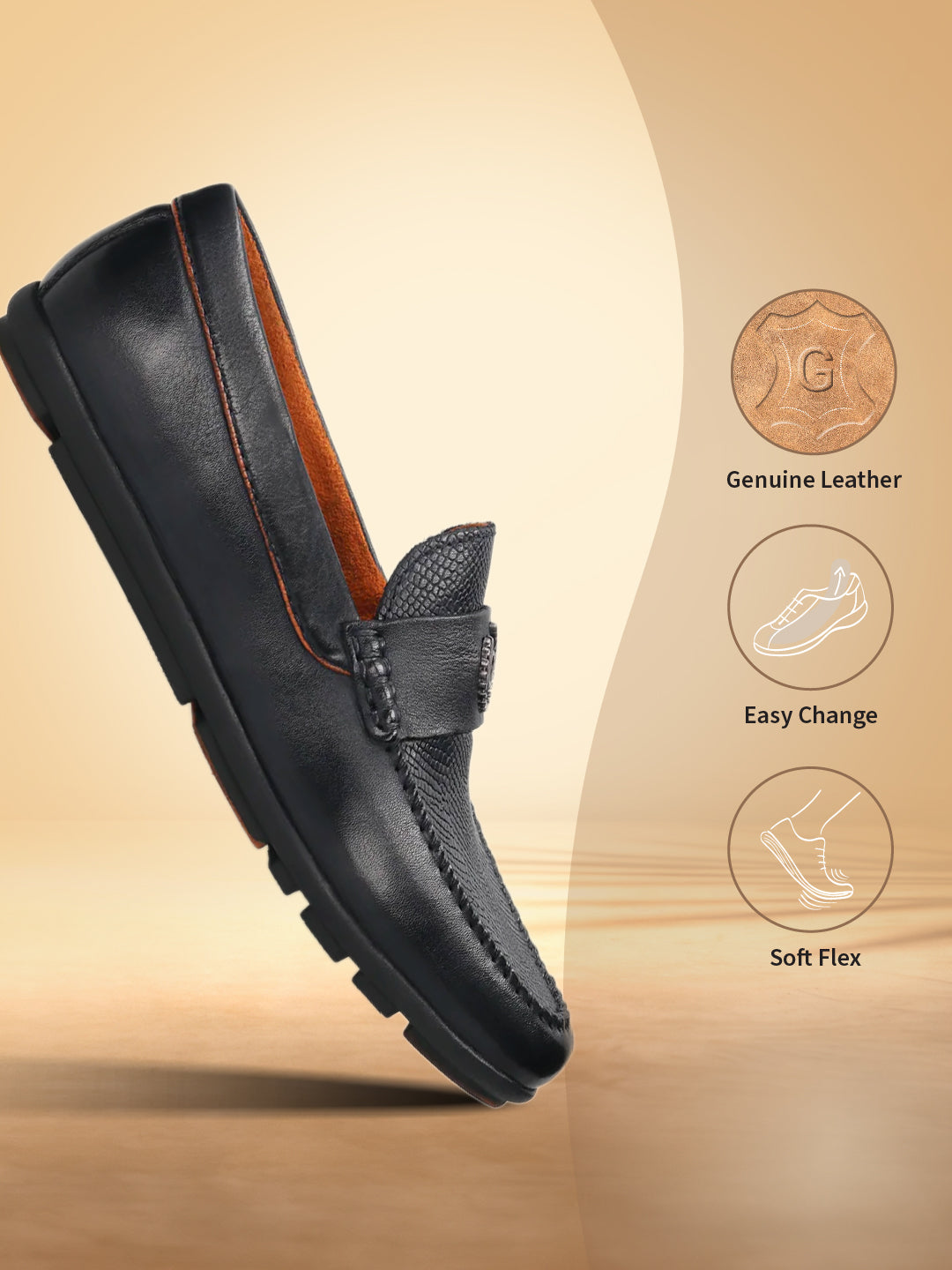 A blue Men's bugatti Drivers featuring a round toe apron toe, zero heels heel. Made from premium genuine leather with a durable rubber outsole, this slip-on design offers both style and comfort.