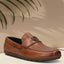 A cognac Men's bugatti Drivers featuring a round toe apron toe, zero heels heel. Made from premium genuine leather with a durable rubber outsole, this slip-on design offers both style and comfort.