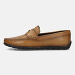 Men's Bugatti drivers yellow leather shoes with a round toe and apron toe , a tpr outsole.