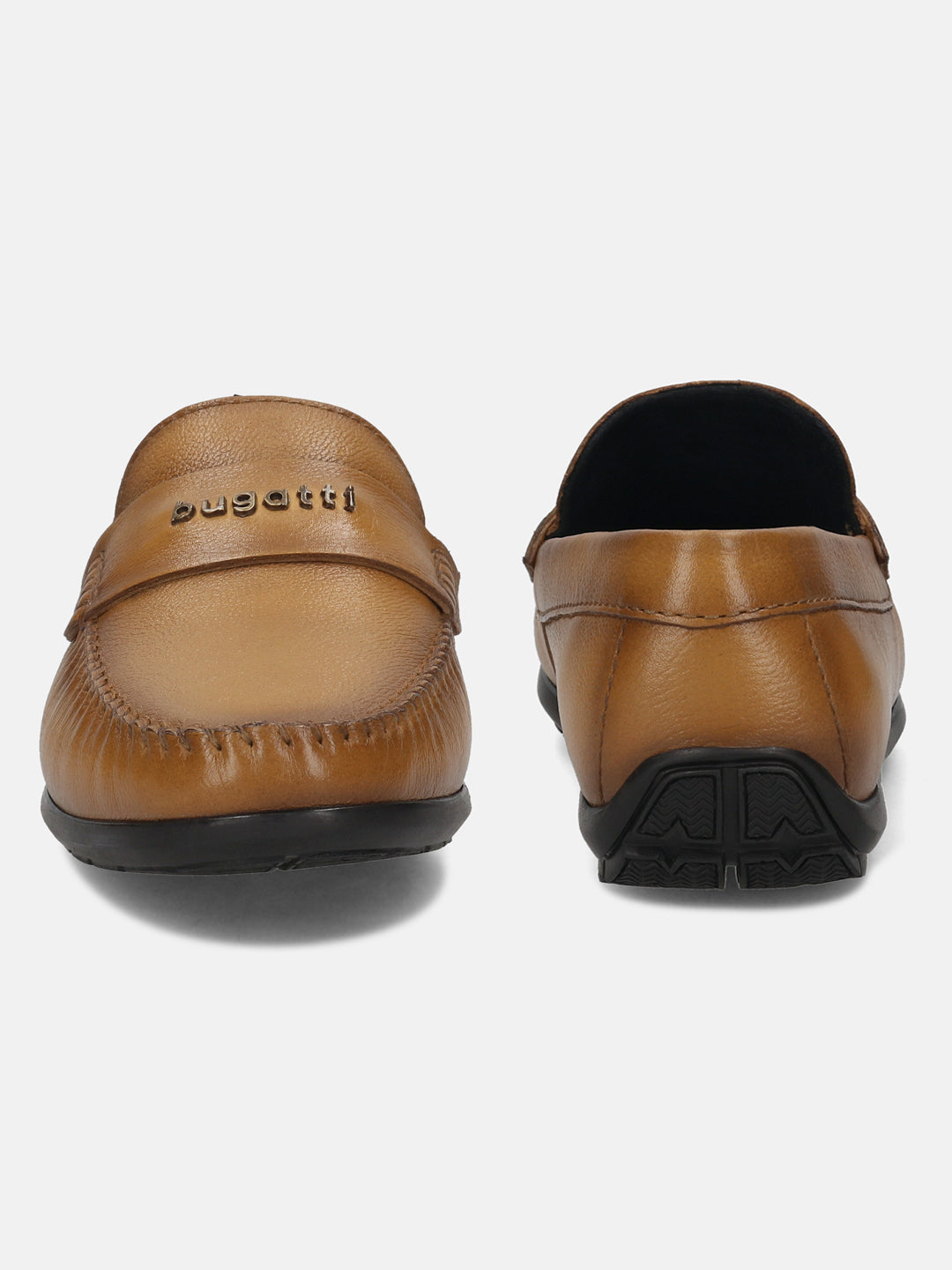 Men's Bugatti drivers yellow leather shoes with a round toe and apron toe , a tpr outsole.