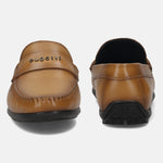 Men's Bugatti drivers yellow leather shoes with a round toe and apron toe , a tpr outsole.