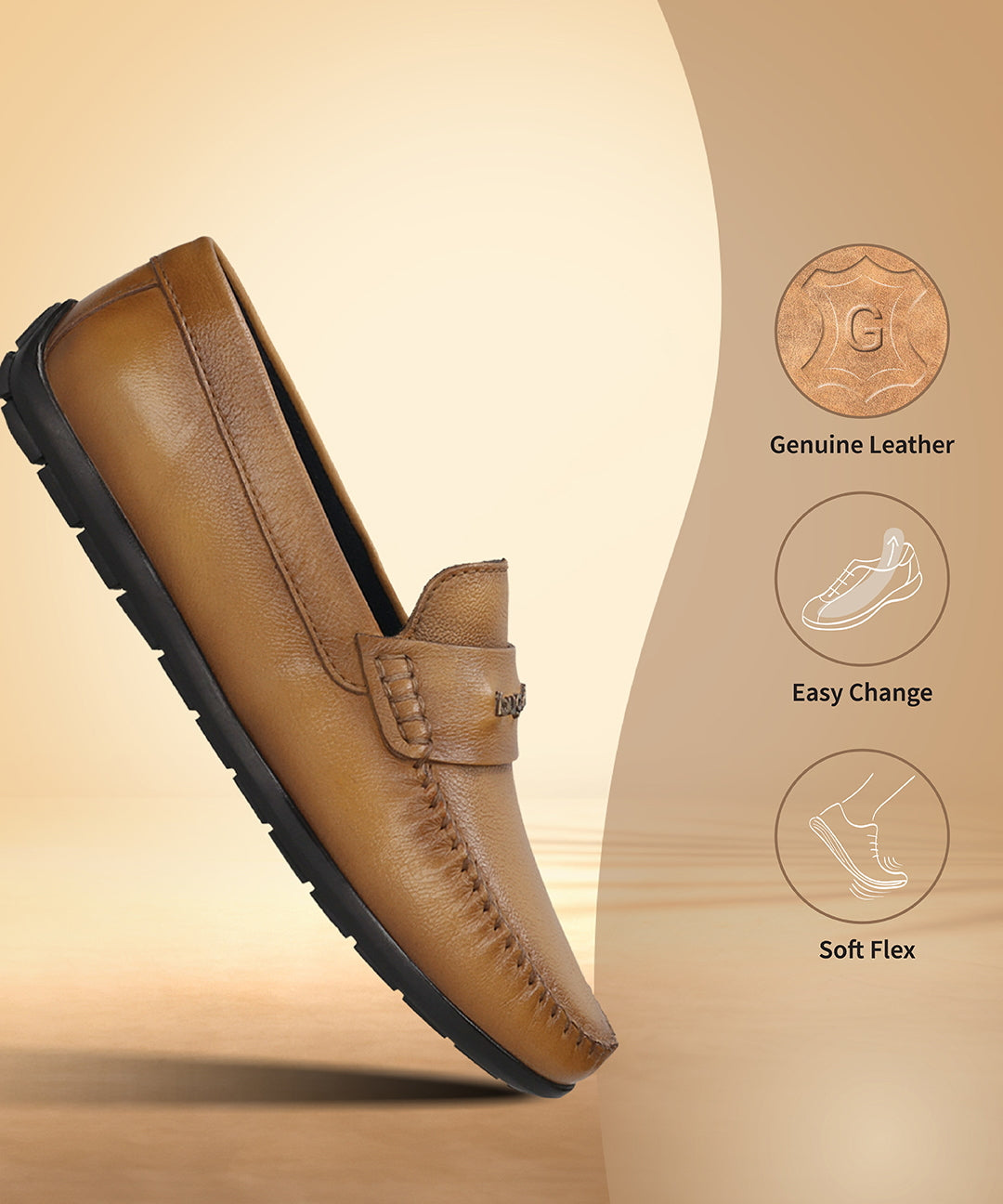 Men's Bugatti drivers yellow leather shoes with a round toe and apron toe , a tpr outsole.